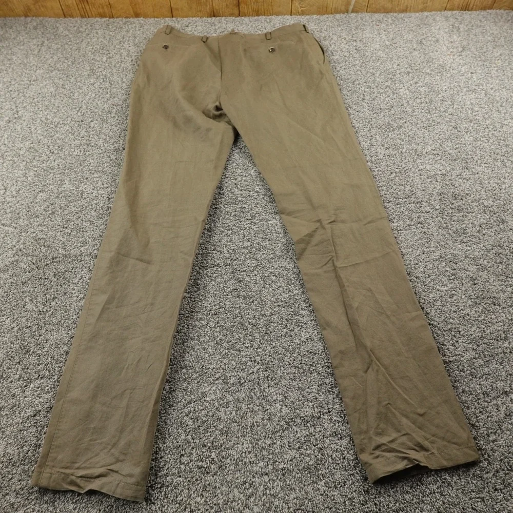 Suit Supply Pants Mens 38X37 Brown Linen Cotton Chino Dress‎ Trouser Slacks Flat